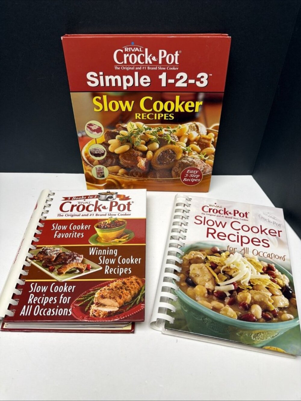Lot-3 Cookbooks Rival Crock-Pot One-Pot Slow Cooker Recipes Ring Or Wire‎ Bound